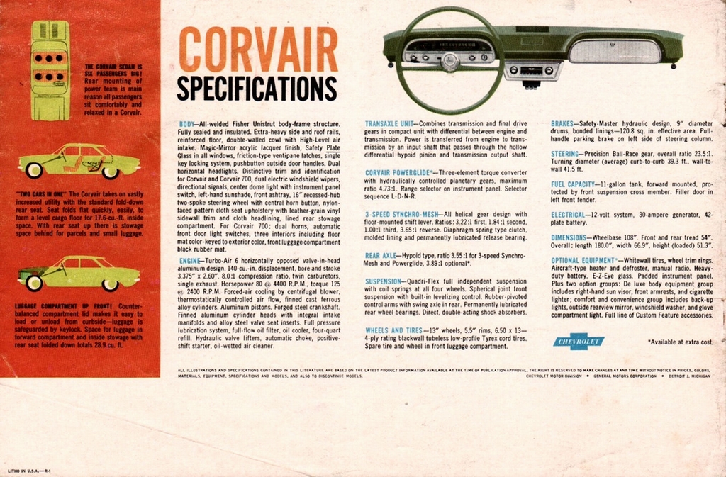 1960 Chevrolet Corvair Brochure Page 1